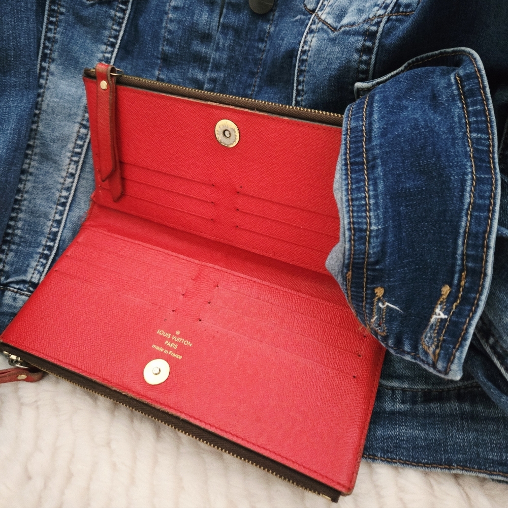 Authentic LOUIS VUITTON LV Adele Monogram Red Wallet Clutch Card Holder